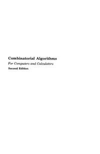 Combinatorial Algorithms for Computers and Calculators (Computer science and applied mathematics)
