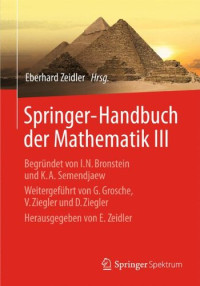 Springer-Handbuch der Mathematik III: Begründet von I.N. Bronstein und K.A. Semendjaew   Weitergeführt von G. Grosche, V. Ziegler und D. Ziegler   Herausgegeben von E. Zeidler (German Edition)
