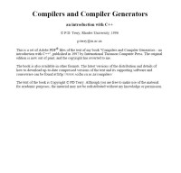 Compliers and Compiler Generators: An Introduction With C++